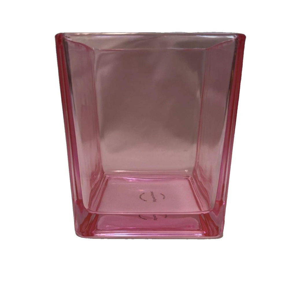 Teleflora Pink Glass Cube Vase Square Flower Floral Container 4.5" Modern Decor